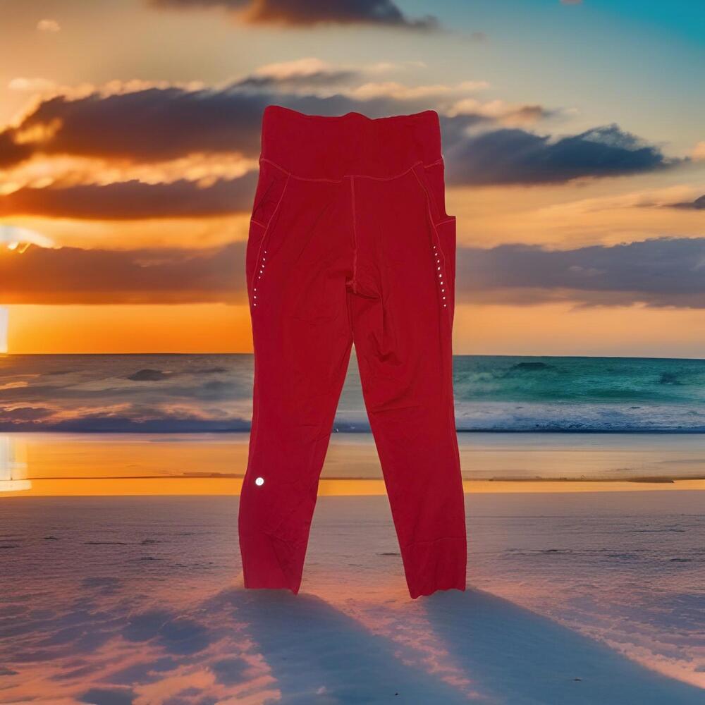 LULULEMON Women's Fast And Free HR Tight 25"* 5 Pockets Size 12 Dark Red $128